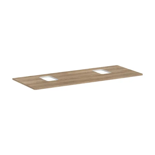 Levně Hansgrohe Xelu Q - Deska pod umyvadlo 136x55 cm, 2 výřezy, přírodní dub 54125230