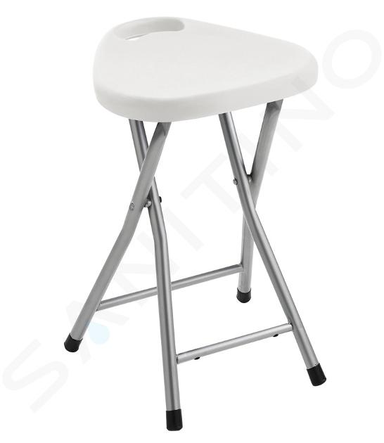 Aqualine White Line - Tabouret de salle de bain pliant, 300x465x293 mm, blanc CO75