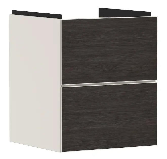 Hansgrohe Xevolos E - Mueble lavabo 58x48x48 cm, 2 cajones, beige mate/roble oscuro 54173730