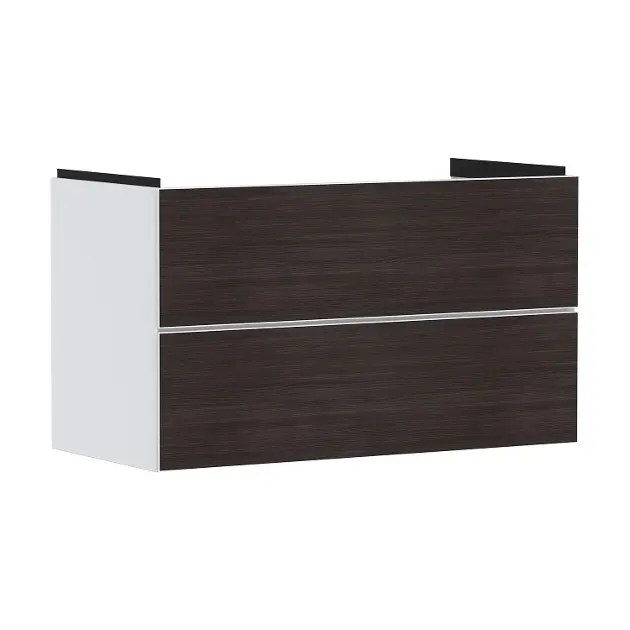 Hansgrohe Xevolos E - Mueble lavabo 98x58x48 cm, 2 cajones, blanco mate/roble oscuro 54181730