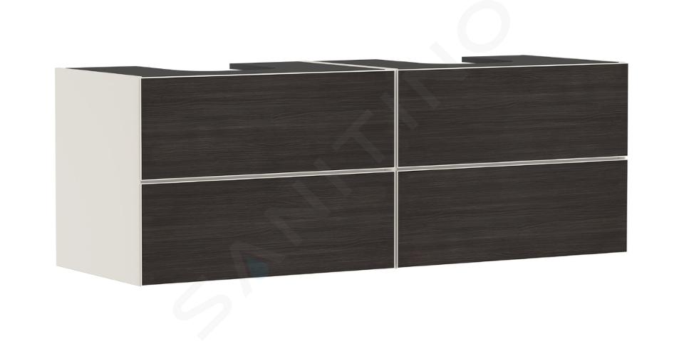 Hansgrohe Xevolos E - Umyvadlová skříňka 157x56x55 cm, 4 zásuvky, matná béžová/tmavý dub 54200730