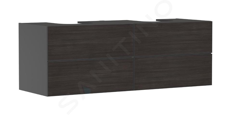 Hansgrohe Xevolos E - Umyvadlová skříňka 157x56x55 cm, 4 zásuvky, matná šedá/tmavý dub 54201730