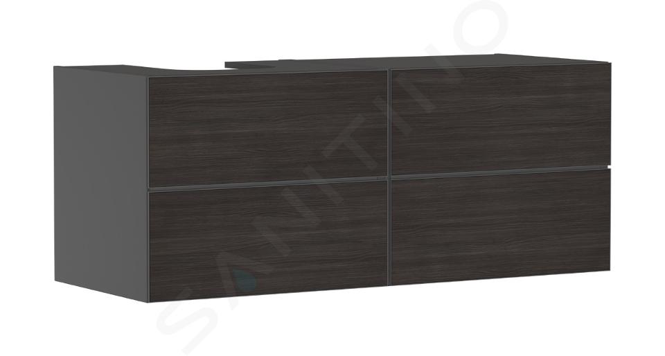 Hansgrohe Xevolos E - Umyvadlová skříňka 137x56x55 cm, 4 zásuvky, matná šedá/tmavý dub 54238730