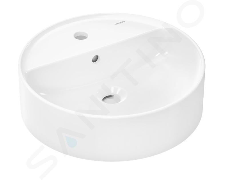 Hansgrohe Xuniva S - Lavabo para encimera, diámetro 45 cm, con rebosadero, agujero para grifo, blanco 60169450