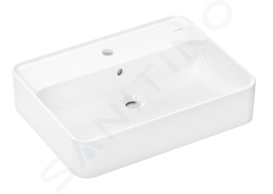 Hansgrohe Xuniva Q - Lavabo para encimera, 60x45 cm, con rebosadero, orificio para grifo, blanco 60172450