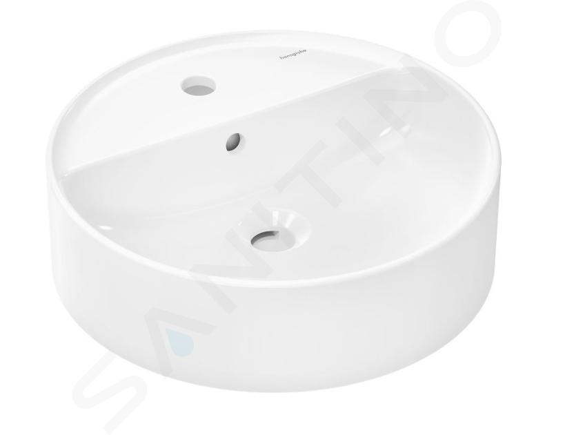 Hansgrohe Xuniva S - Lavabo sobre encimera, diámetro 45 cm, con rebosadero, agujero para grifo, SmartClean, blanco 61076450