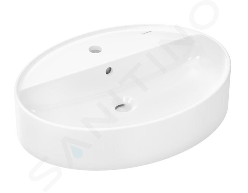 Hansgrohe Xuniva D - Lavabo da appoggio, 60x45 cm, con troppopieno e foro per rubinetto, SmartClean, bianco 61078450