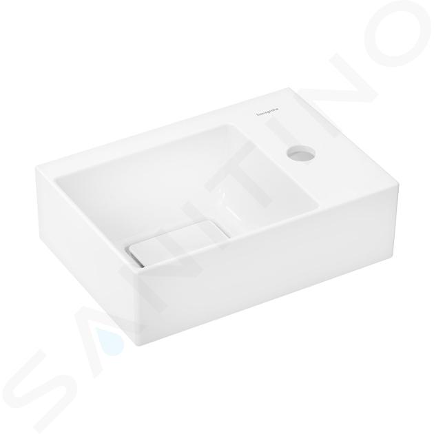 Hansgrohe Xevolos E - Umývátko 36x25 cm, bez přepadu, otvor pro baterii vpravo, SmartClean, bílá 61086450