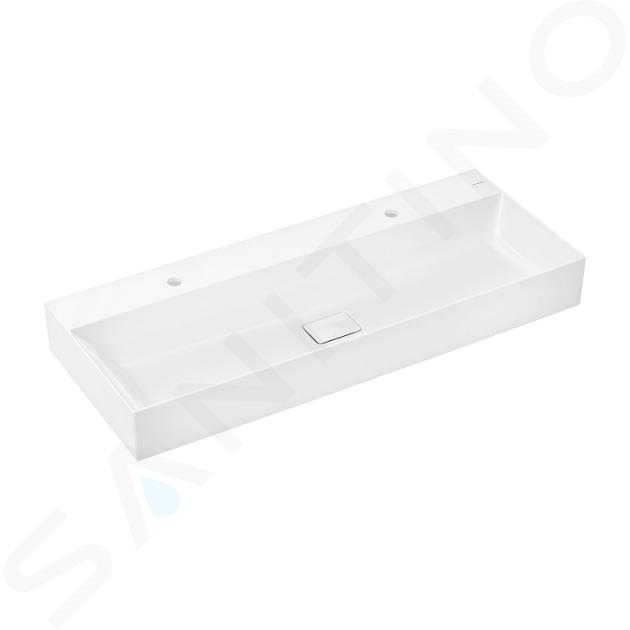 Hansgrohe Xevolos E - Dvojumyvadlo 120x48 cm, bez přepadu, 2 otvory pro baterii, SmartClean, bílá 61104450