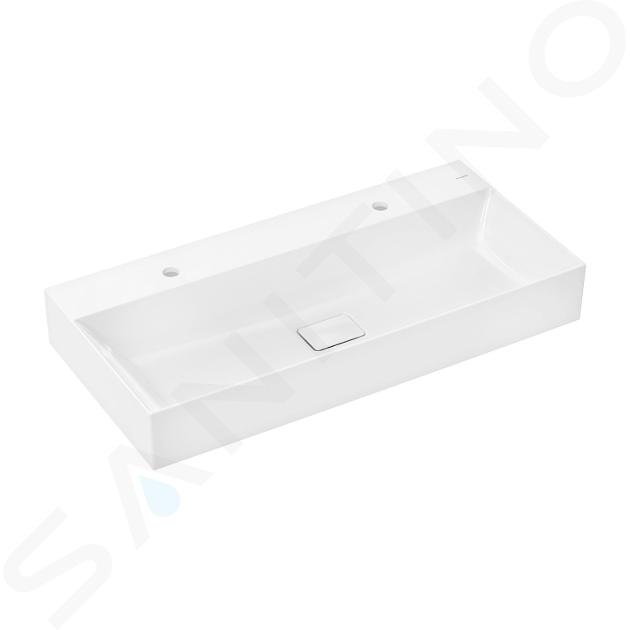 Hansgrohe Xevolos E - Dvojumyvadlo 100x48 cm, bez přepadu, 2 otvory pro baterii, SmartClean, bílá 61110450