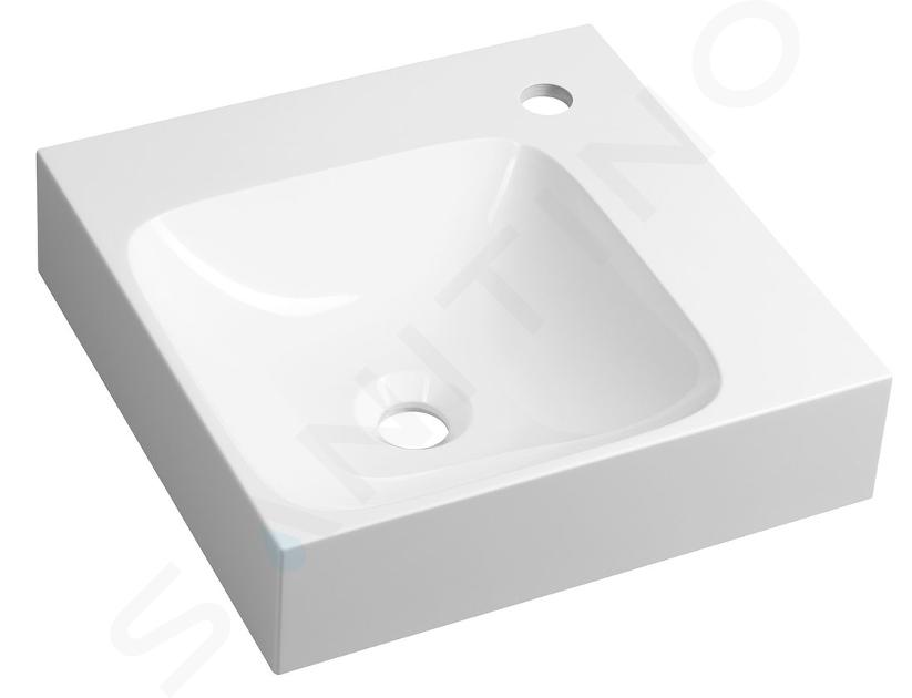 Sapho Lavabos - Lavabo d'angle 40x40 cm, sans trop-plein, trou pour mitigeur, blanc EN040R