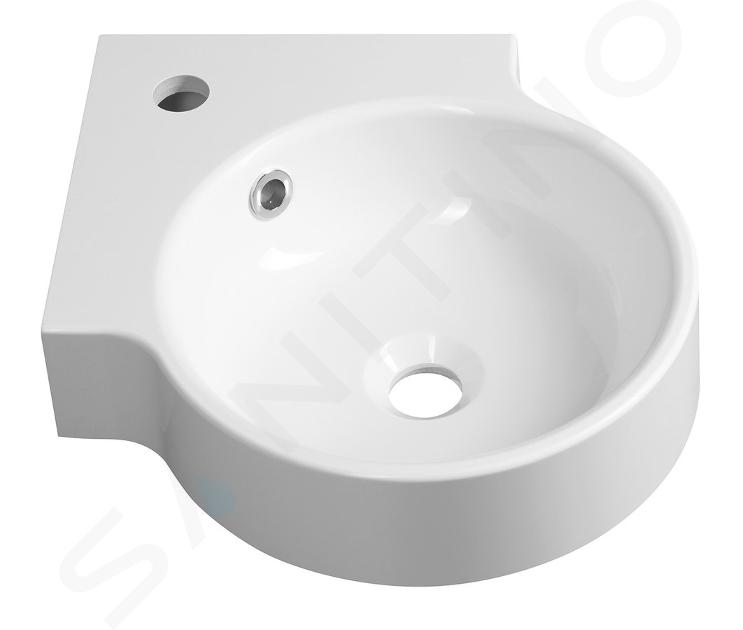 Sapho Lavabi - Lavabo angolare 38x38 cm, con troppopieno, foro per miscelatore, bianco KR038