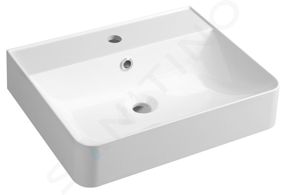 Sapho Lavabos - Lavabo 50x40 cm, con rebosadero, apertura para mezclador, blanco KV050