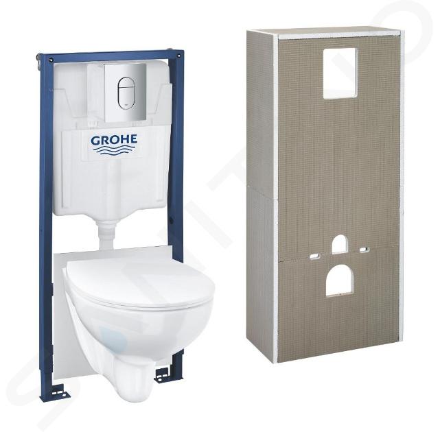 Grohe Solido+ - Set Vorwandelement, WC mit Softclose-Sitz und Betätigungsplatte Arena Cosmopolitan, Chrom 36531000