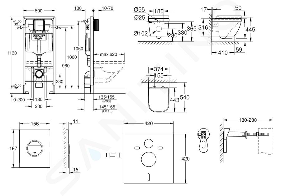 Grohe Solido+ - Set Vorwandelement, WC mit Softclose-Sitz und 