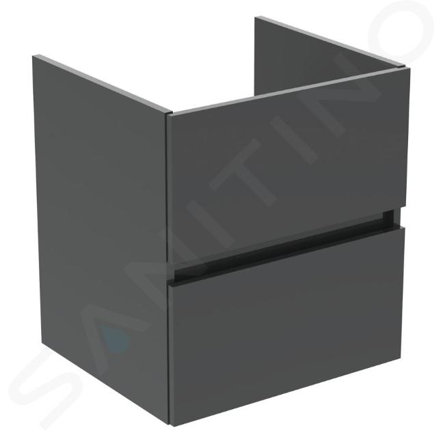 Ideal Standard Eurovit - Wastafelonderkast, 55x50x44 cm, 2 laden, glanzend grijs R0256TI