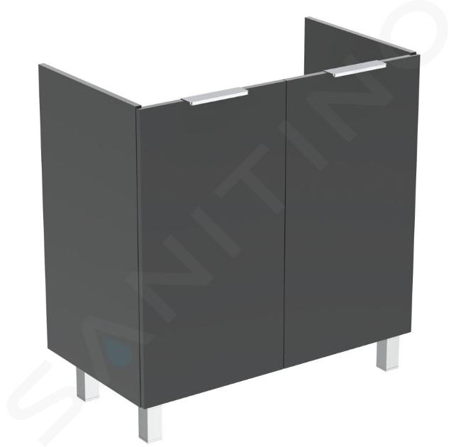 Ideal Standard Eurovit - Waschbeckenunterschrank, 84x80x44 cm, 2 Türen, Scharniere links/rechts, grau glänzend R0262TI