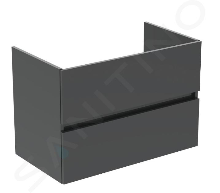 Ideal Standard Eurovit - Wastafelonderkast, 55x80x44 cm, 2 laden, glanzend grijs R0263TI