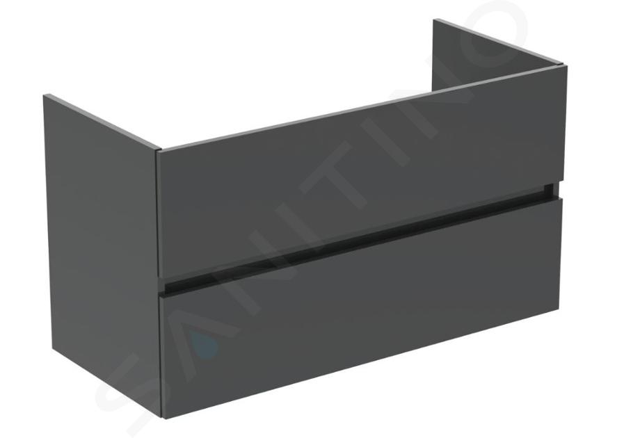 Ideal Standard Eurovit - Wastafelonderkast, 55x100x44 cm, 2 laden, glanzend grijs R0265TI