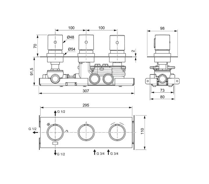 Ideal Standard B0718AA Ceraplan III badkraan Opbouw, chroom, 163x179x95mm