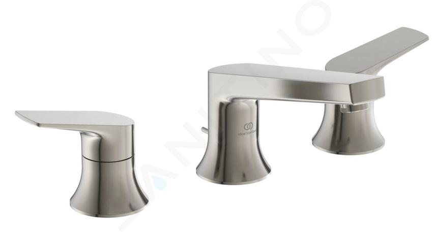 Ideal Standard La Dolce Vita - Mitigeur de lavabo avec bonde, installation 3 trous, Silver Storm BD661GN