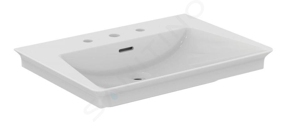 Ideal Standard La Dolce Vita - Lavabo, 66x47 cm, avec trop-plein, 3 trous pour robinetterie, blanc E267501