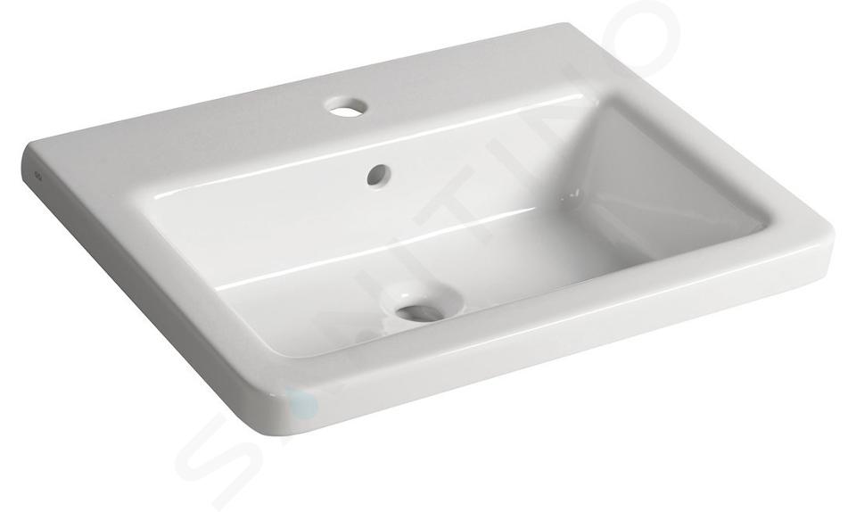 Sapho City - Lavabo 60x18x45 cm, con troppopieno e foro per miscelatore, bianco KE060