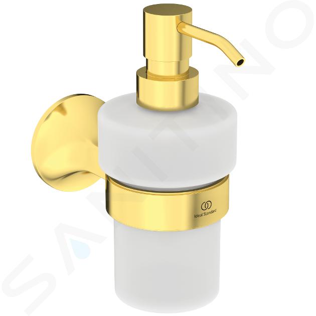 Ideal Standard La Dolce Vita - Dispenser di sapone con supporto, vetro/color oro spazzolato T5510A2