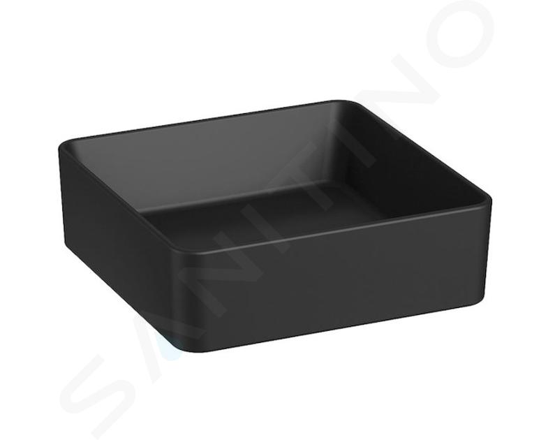 Jika Cubito Pure - Lavabo da appoggio, 38x38 cm, senza troppopieno, nero opaco H8184227161121