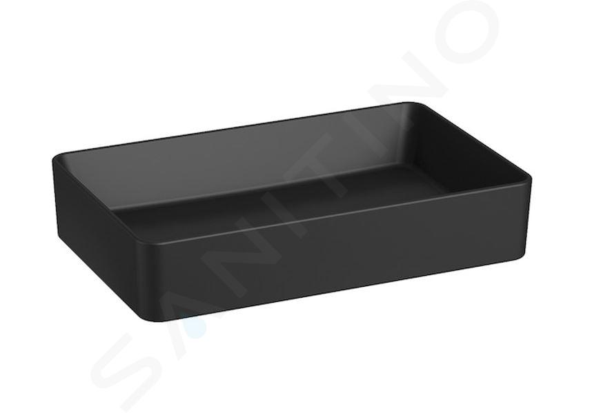 Jika Cubito Pure - Lavabo sobre encimera, 60x38 cm, sin rebosadero, negro mate H8184277161121