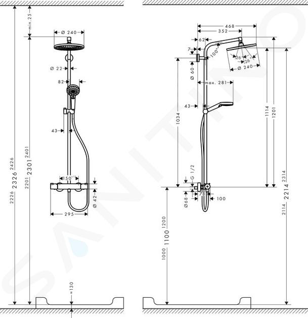 hansgrohe Crometta S 240 1jet ducha EcoSmart 9 l/min cromo 27268000,  termostato