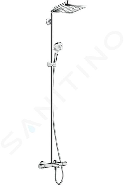 Hansgrohe Crometta - Miscelatore termostatico per vasca da bagno E 240 Showerpipe con accessori, cromo 27298000