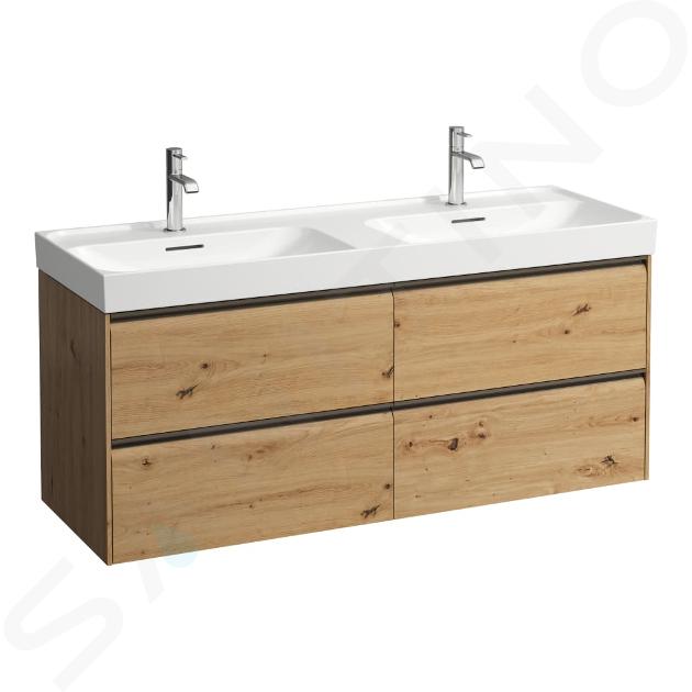 Laufen Meda - Mueble de lavabo, 52x128x45 cm, 4 cajones, roble H4216440112671