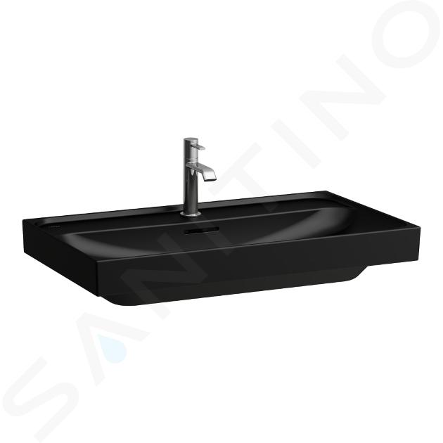 Laufen Meda - Lavabo 80x46 cm, con troppopieno e foro per rubinetto, nero opaco H8101177161041