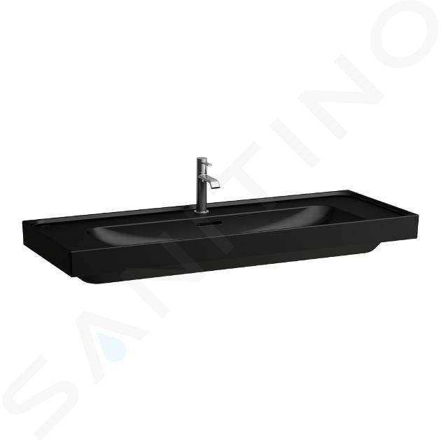 Laufen Meda - Lavabo 120x46 cm, con troppopieno e foro per rubinetto, nero opaco H8141117161041