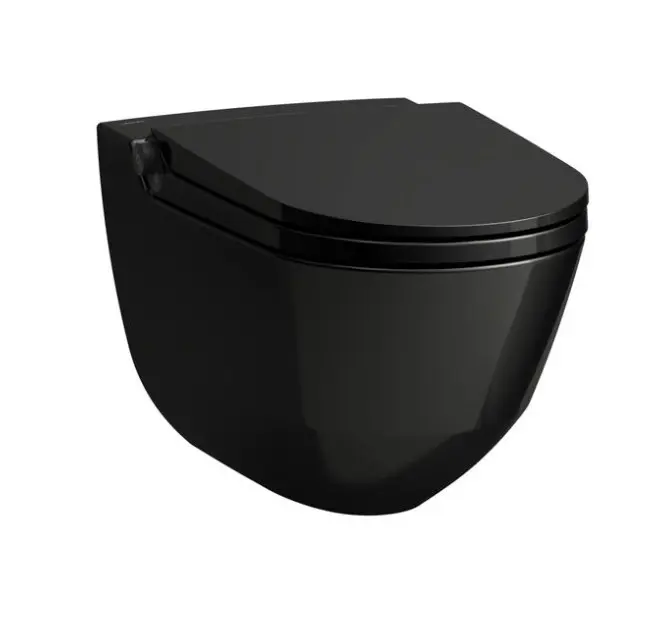 Laufen Cleanet Riva - Bidet elektroniczny z ceramiką, wiszący, Rimless, SoftClose, czarny połysk/czarny mat H8206910600001