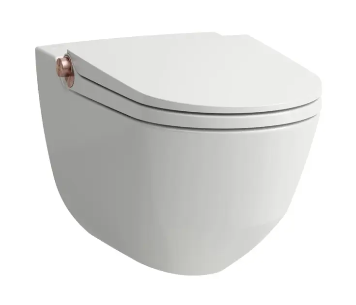 Laufen Cleanet Riva - Bidet elettronico con ceramica, sospeso, Rimless, SoftClose, LCC, bianco/oro rosa lucido H8206914030001