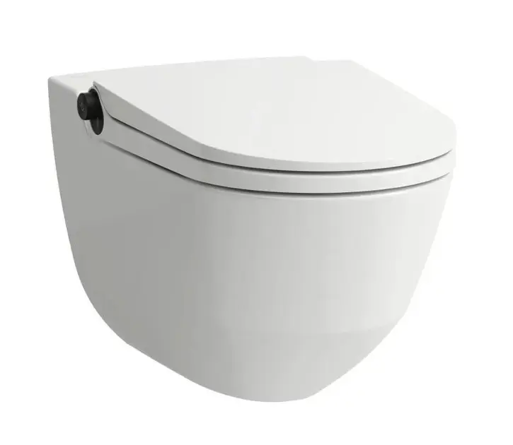 Laufen Cleanet Riva - Elektronisches Bidet mit Keramik, wandhängend, Rimless, SoftClose, LCC, weiß/mattschwarz H8206914040001