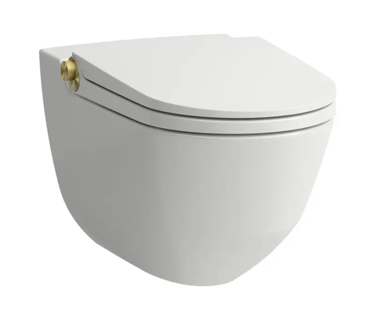 Laufen Cleanet Riva - Elektronický bidet s keramikou, závesný, Rimless, SoftClose, matná biela/matné zlato H8206917630001