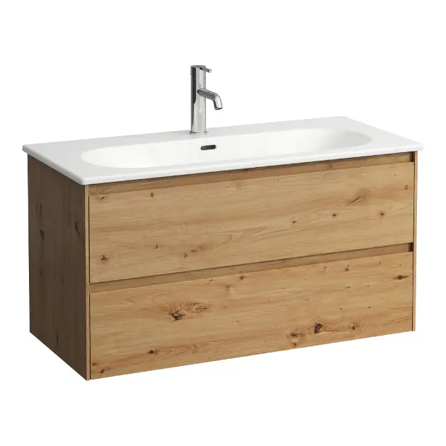 Laufen Lua - Waschtisch mit Unterschrank, 51x97x44 cm, 2 Auszüge, Eiche H8600882671041
