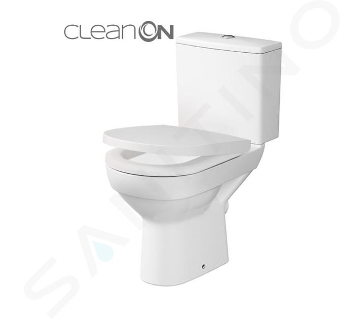 Cersanit City - WC à poser avec abattant SoftClose, sortie par arrière, remplissage latéral, CleanOn, blanc K35-035