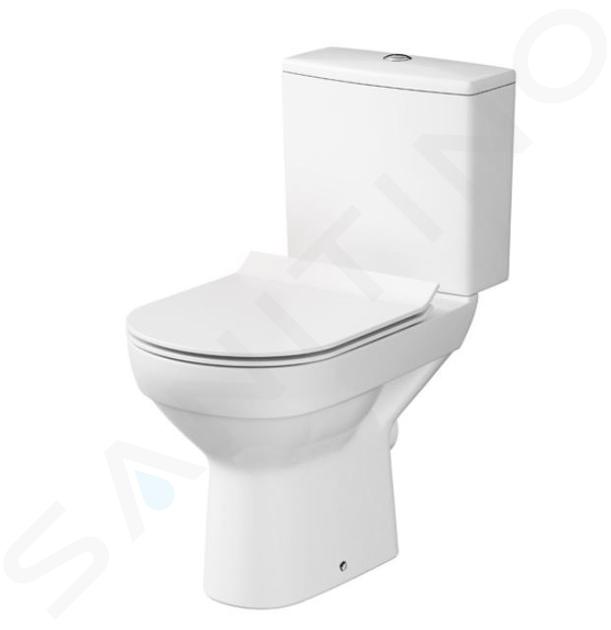 Cersanit City - WC monoblocco con copriwater SoftClose, scarico posteriore, ingresso inferiore, CleanOn, bianco K35-038