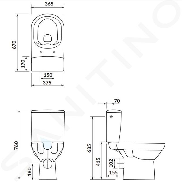 Cersanit City - WC kombi s doskou SoftClose, zadný odpad, spodné ...
