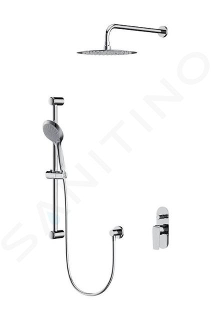 Cersanit City - Sprchový set s batériou pod omietku, s telesom, priemer 25 cm, 3 prúdy, chróm S952-014