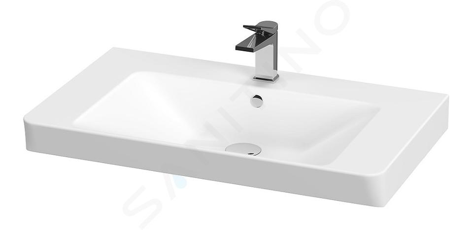 Cersanit Mille - Lavabo 101x48 cm, con rebosadero, orificio para grifo, blanco K11-2324