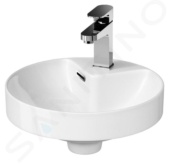 Cersanit Crea - Lavabo, diámetro 38 cm, con rebosadero, agujero para grifo, blanco K114-002