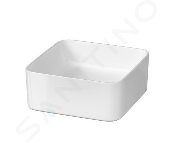 Cersanit Crea - Lavabo sobre encimera, 35x35 cm, sin rebosadero, blanco K114-007