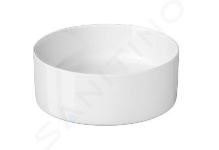 Cersanit Crea - Lavabo sobre encimera, diámetro 38 cm, sin rebosadero, blanco K114-020