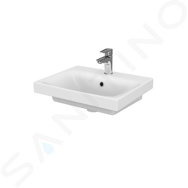 Cersanit Moduo - Lavabo 50x40 cm, con troppopieno e foro per miscelatore, bianco K116-009