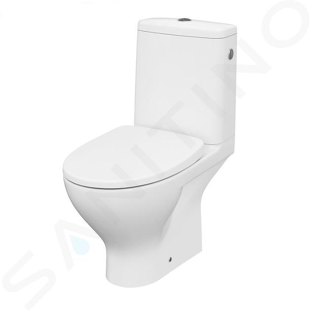 Cersanit Moduo - WC monoblocco con copriwater SoftClose, scarico posteriore, ingresso laterale, CleanOn, bianco K116-024